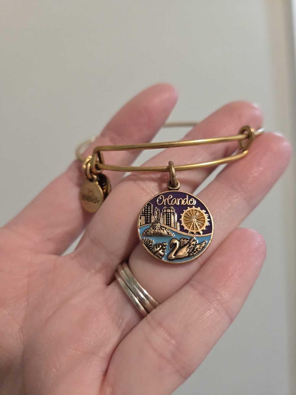 Alex and Ani Orlando Gold Tone Charm Bangle